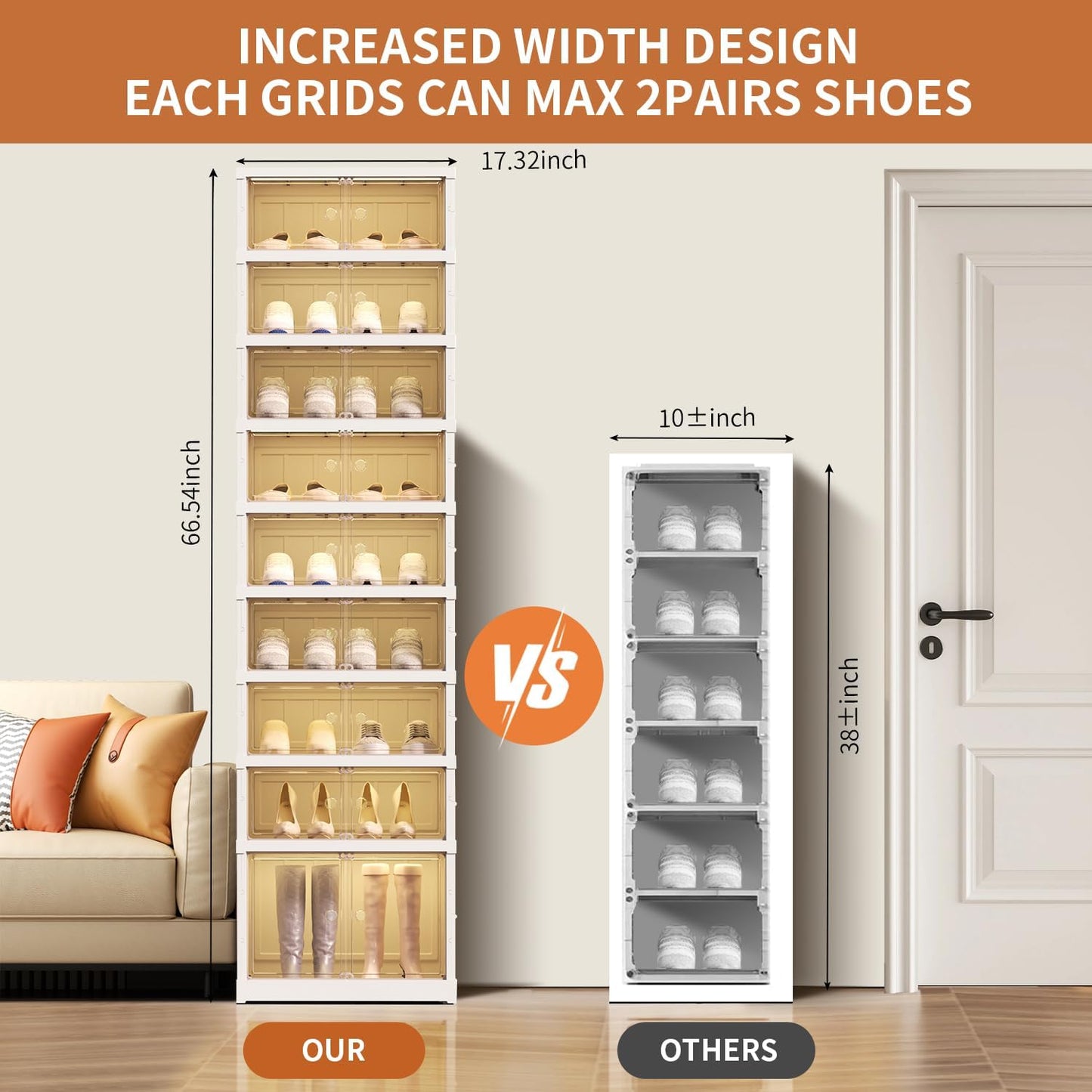 9-Tier LARGE Stackable Plastic Shoe Rack