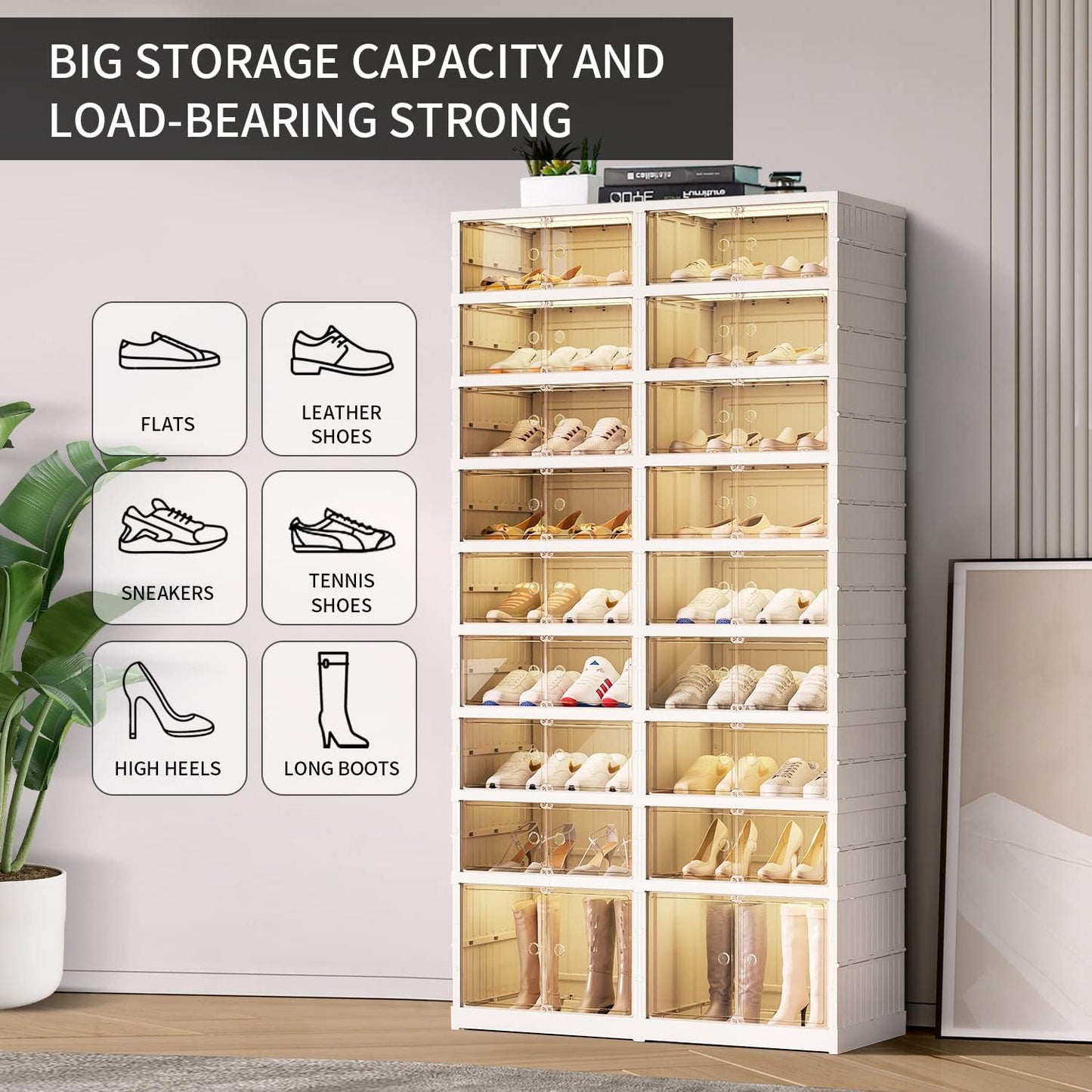 9-Tier LARGE Stackable Plastic Shoe Rack