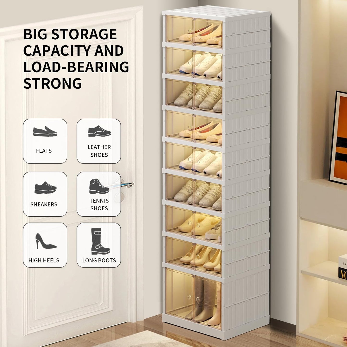 9-Tier LARGE Stackable Plastic Shoe Rack