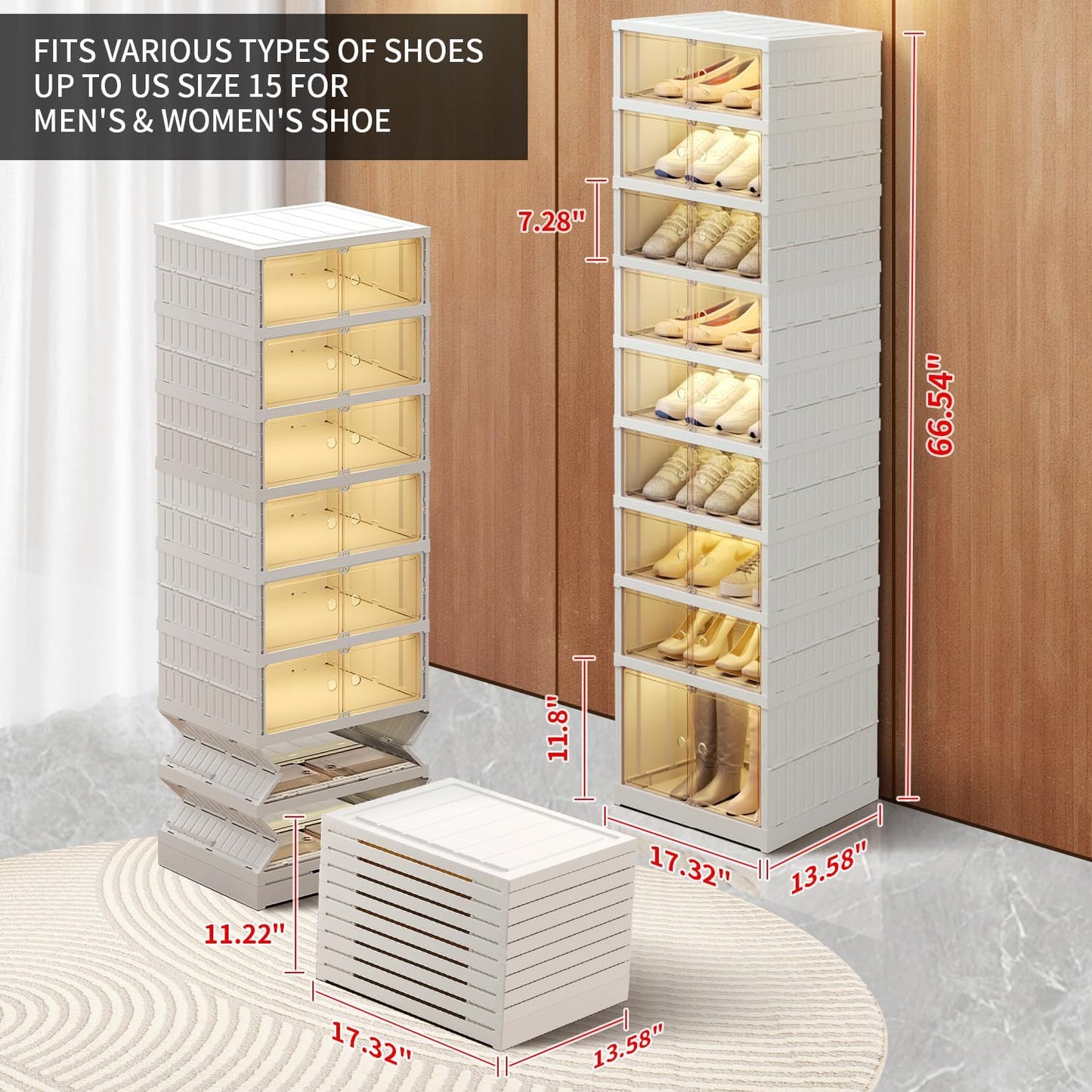 9-Tier LARGE Stackable Plastic Shoe Rack