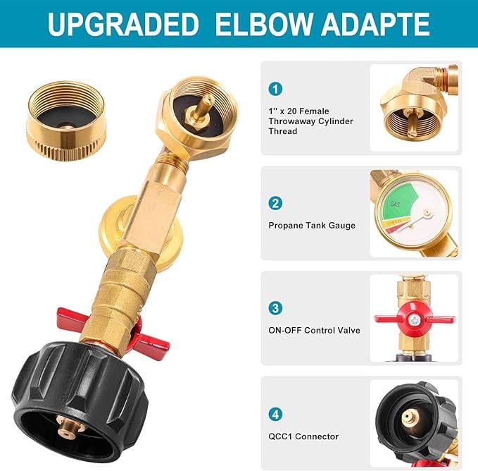 ✨This Week's Special Price $25.99💥 Top-Rated Propane Refill Elbow Adapter with Tank Gauge